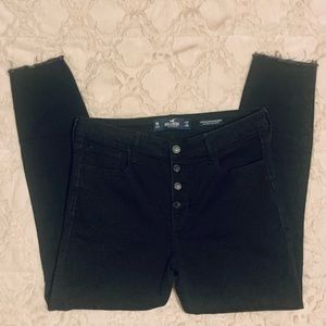 Hollister Black Raw Hem Cropped Skinny Jeans